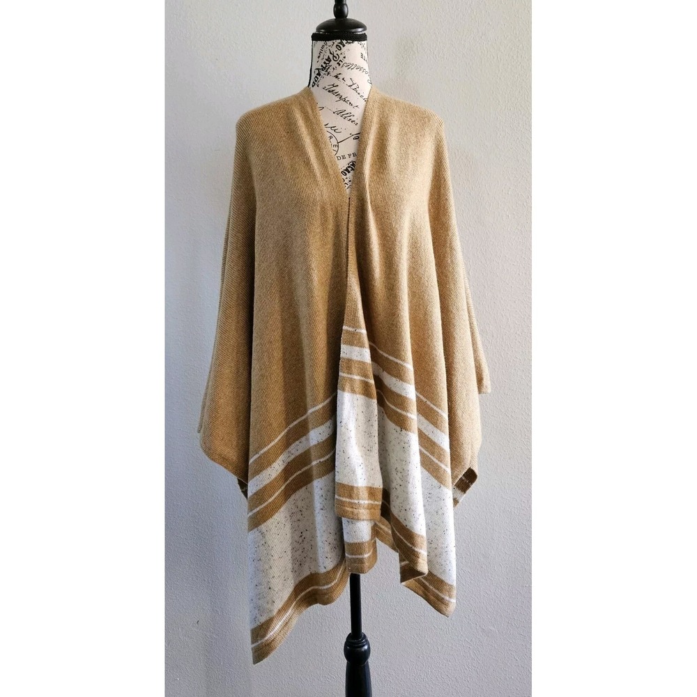 NWT Soft Surroundings Topper Wrap Womens One Size Brown Wool Blend Leonie Boho